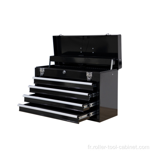 Boîte à outils portable à 4 tiroirs en métal avec couleur noire